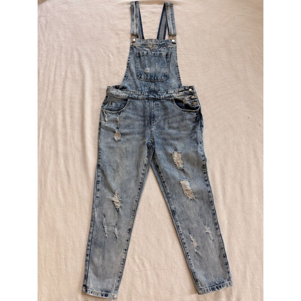 Forever 21 Distressed Denim Overalls